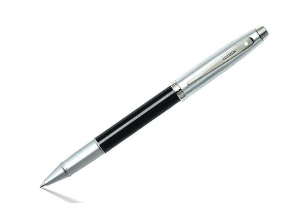 PEN-SHEAFFER-GIFT-100--A-9313-GLOSSY-BLACK-BARRELBRUSHED-CHROME-CAPNICKEL-PLATE-TRIM-RB-NEW